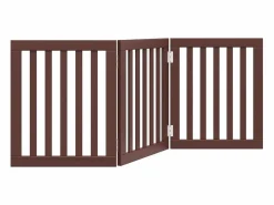 Clicnbuy Puerta para perros plegable 3 paneles madera álamo marrón 150cm Marru00f3n Clearance