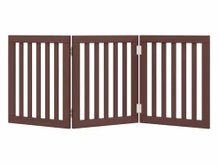 Clicnbuy Puerta para perros plegable 3 paneles madera álamo marrón 150cm Marru00f3n Clearance