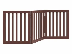 Clicnbuy Puerta para perros plegable 3 paneles madera álamo marrón 150cm Marru00f3n Clearance