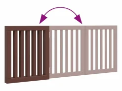 Clicnbuy Puerta para perros plegable 3 paneles madera álamo marrón 150cm Marru00f3n Clearance