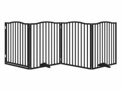 Clicnbuy Seguridad Para Mascotas|Puerta para perros plegable 4 paneles madera álamo negra 320 cm