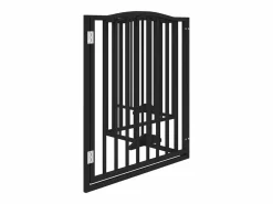 Clicnbuy Seguridad Para Mascotas|Puerta para perros plegable 4 paneles madera álamo negra 320 cm