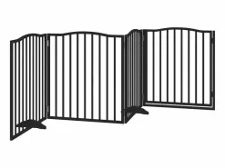 Clicnbuy Seguridad Para Mascotas|Puerta para perros plegable 4 paneles madera álamo negra 320 cm