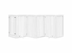 Puerta para perros plegable 3 paneles madera álamo blanca 300cm^Clicnbuy Online