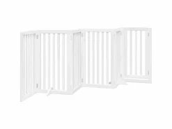 Puerta para perros plegable 3 paneles madera álamo blanca 300cm^Clicnbuy Online