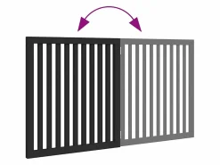 Clicnbuy Puerta para perros plegable 2 paneles madera álamo negra 160 cm Negro Best
