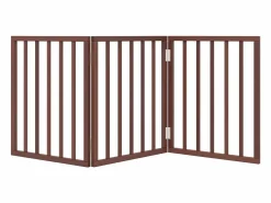 Clicnbuy Puerta para perros plegable 3 paneles madera álamo marrón 150cm Marru00f3n Clearance