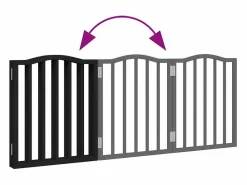 Clicnbuy Seguridad Para Mascotas|Puerta para perros plegable 3 paneles madera álamo negra 150 cm