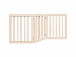 Clicnbuy Puerta para perros plegable de 3 paneles, 150 cm, madera de álamo Marru00f3n Best