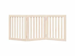 Clicnbuy Puerta para perros plegable de 3 paneles, 150 cm, madera de álamo Marru00f3n Best