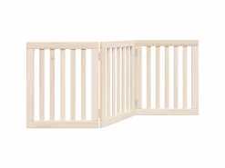 Clicnbuy Puerta para perros plegable de 3 paneles, 150 cm, madera de álamo Marru00f3n Best