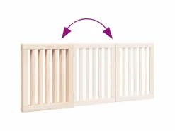 Clicnbuy Puerta para perros plegable de 3 paneles, 150 cm, madera de álamo Marru00f3n Best
