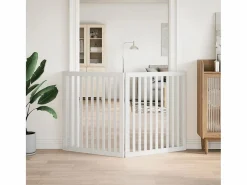 Clicnbuy Puerta para perros plegable 2 paneles madera álamo blanca 160cm Blanco Best