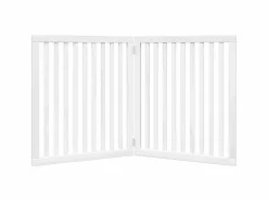 Clicnbuy Puerta para perros plegable 2 paneles madera álamo blanca 160cm Blanco Best