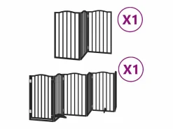 Clicnbuy Seguridad Para Mascotas|Puerta para perros plegable 9 paneles madera álamo negra 450 cm