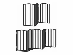 Clicnbuy Seguridad Para Mascotas|Puerta para perros plegable 9 paneles madera álamo negra 450 cm