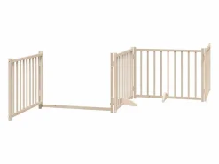 Clicnbuy Puerta para perros plegable 4 paneles madera de abeto 320 cm Marru00f3n Outlet