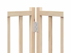 Clicnbuy Puerta para perros plegable 4 paneles madera de abeto 320 cm Marru00f3n Outlet