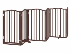 Clicnbuy Seguridad Para Mascotas|Puerta para perros plegable 6 paneles álamo marrón roble 300 cm