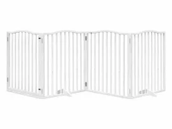 Clicnbuy Puerta para perros plegable 4 paneles madera álamo blanca 320cm Blanco