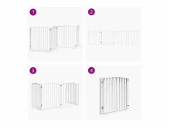 Clicnbuy Puerta para perros plegable 4 paneles madera álamo blanca 320cm Blanco