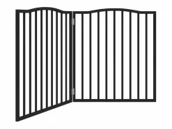 Clicnbuy Puerta para perros plegable 2 paneles madera álamo negra 160 cm Negro Hot