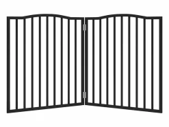 Clicnbuy Puerta para perros plegable 2 paneles madera álamo negra 160 cm Negro Hot