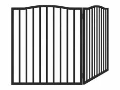 Clicnbuy Puerta para perros plegable 2 paneles madera álamo negra 160 cm Negro Hot