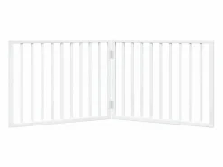 Clicnbuy Puerta para perros plegable de 2 paneles, madera de álamo, blanca, 160 cm Blanco Discount
