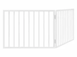 Clicnbuy Puerta para perros plegable de 2 paneles, madera de álamo, blanca, 160 cm Blanco Discount
