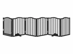 Clicnbuy Seguridad Para Mascotas|Puerta para perros plegable 6 paneles madera álamo negra 300 cm