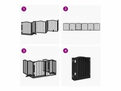 Clicnbuy Seguridad Para Mascotas|Puerta para perros plegable 6 paneles madera álamo negra 300 cm
