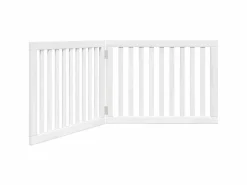 Puerta para perros plegable 2 paneles madera álamo blanca 160cm^Clicnbuy Best