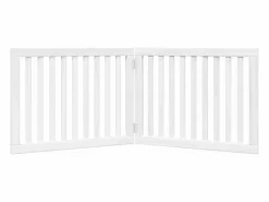 Puerta para perros plegable 2 paneles madera álamo blanca 160cm^Clicnbuy Best