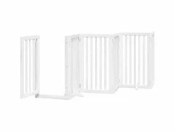 Puerta para perros plegable 9 paneles madera álamo blanca 450cm^Clicnbuy Clearance