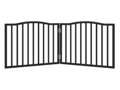 Puerta para perros plegable 2 paneles madera álamo negra 160 cm^Clicnbuy Outlet