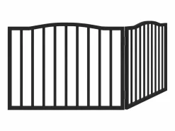 Puerta para perros plegable 2 paneles madera álamo negra 160 cm^Clicnbuy Outlet
