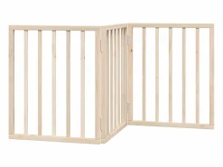 Clicnbuy Puerta para perros plegable de 3 paneles, 150 cm, madera de álamo Marru00f3n Clearance