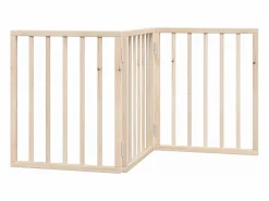 Clicnbuy Puerta para perros plegable de 3 paneles, 150 cm, madera de álamo Marru00f3n Clearance