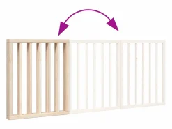 Clicnbuy Puerta para perros plegable de 3 paneles, 150 cm, madera de álamo Marru00f3n Clearance