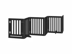 Clicnbuy Seguridad Para Mascotas|Puerta para perros plegable 6 paneles madera álamo negra 300 cm