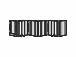 Clicnbuy Seguridad Para Mascotas|Puerta para perros plegable 6 paneles madera álamo negra 300 cm