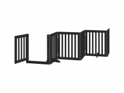 Clicnbuy Seguridad Para Mascotas|Puerta para perros plegable 6 paneles madera álamo negra 300 cm