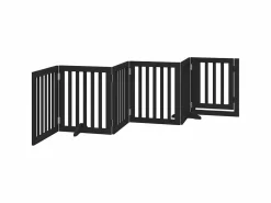 Clicnbuy Seguridad Para Mascotas|Puerta para perros plegable 6 paneles madera álamo negra 300 cm