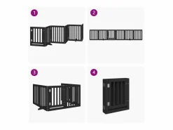 Clicnbuy Seguridad Para Mascotas|Puerta para perros plegable 6 paneles madera álamo negra 300 cm
