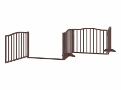 Puerta para perros plegable 4 paneles álamo marrón roble 320 cm^Clicnbuy Discount