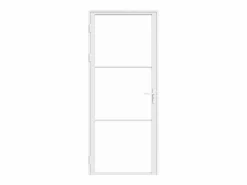 Puerta reversible blanca de aluminio y vidrio templado - Al. 204 x An. 73 cm - MASERU^Vente-unique