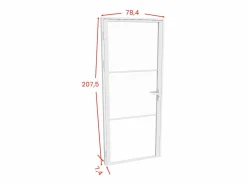 Puerta reversible blanca de aluminio y vidrio templado - Al. 204 x An. 73 cm - MASERU^Vente-unique