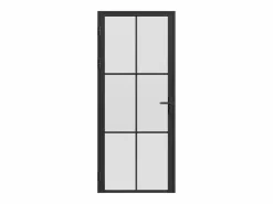 Vente-unique Puerta reversible de aluminio y cristal esmerilado - Alt. 204 x L83 cm - - SEROTO Negro Best