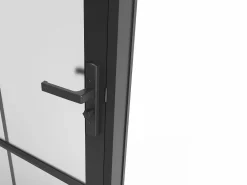Vente-unique Puerta reversible de aluminio y cristal esmerilado - Alt. 204 x L83 cm - - SEROTO Negro Best